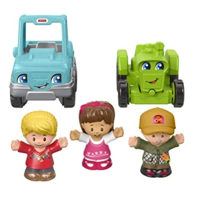 Image of Fisher Price Little People Truckin&#039; Along Vehicle Gift Set with Tractor and Truck