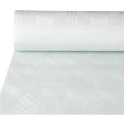 Image of Papstar 12545 Paper Table Cloth with Damascus Print 50 x 0.8 m White