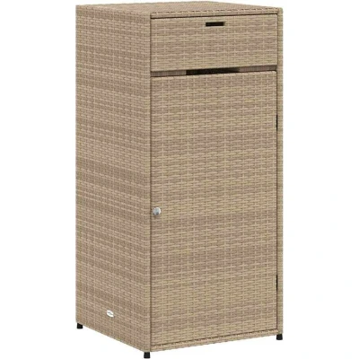 Image of vidaXL Garden Storage Cabinet Beige 55x55x111 cm Poly Rattan