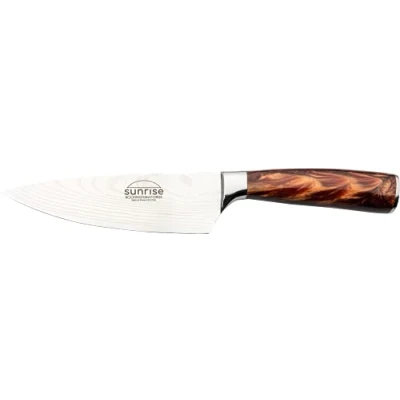 Image of Rockingham Forge Sunrise Collection 6&quot; Chef&#039;s Knife, Stainless Steel with Resin Handles, Amber Brown