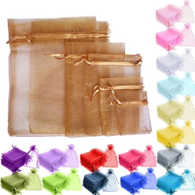 Image of Time to Sparkle 200pcs Organza Gift Bags Wedding Party Favour Jewellery Packing Pouches (Chocolate, 7x9cm 200pcs)