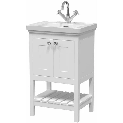 Image of Eastlake Dover Pure White Traditional Freestanding Vanity Unit &amp; Basin 500mm