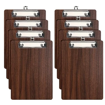 Image of DONGLI 8 Pack A5 Clipboard,Wooden Clipboard with Low Profile Clip and Hanging Hole,Clip Board Hardboard for Office, Business,Restaurant