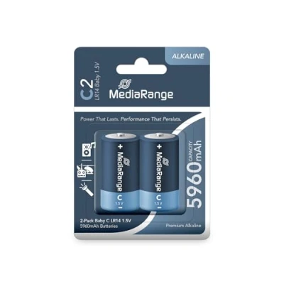 Image of MediaRange Premium Alkaline Batteries, Baby CLR141.5V, Pack of 2