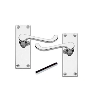Image of Jiyo.Outdoor 1 Pair of Victorian Scroll Polished Chrome Lever Latch Door Handles 120mm Long