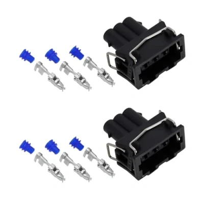 Image of Create idea 2pcs 3 Pin Car Wire Harness Connector 357972753 Waterproof Electrical Plug with Terminals Compatible VW Seat Skoda