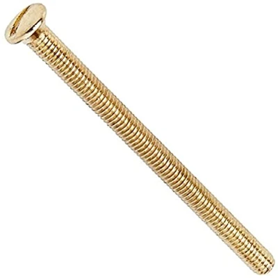 Image of Merriway BH02508 (10 Pcs) EB Electrical Switch Socket Screw, M3.5 x 50 mm (2 Inch) Raised CSK Head, Brass Plated, Pack of 10 Pieces