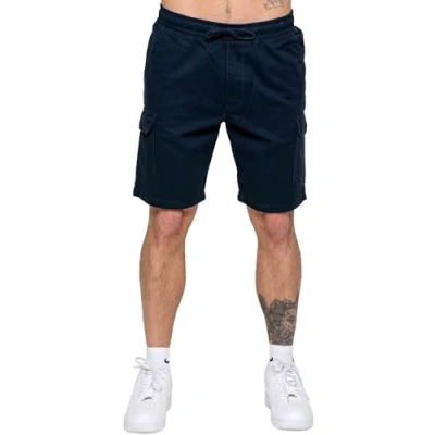 Image of BRAND KRUZE Mens Cargo Shorts Combat Elasticated Waist Casual Cotton Regular Fit Chino Summer KZS151 Navy M