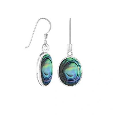 Image of Tuscany Silver Women&#039;s Sterling 11 x 14 mm Oval Paua Shell Drop Earrings