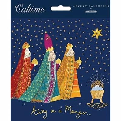 Image of Woodmansterne Christmas Advent Calendar Card (WDM417962) Following Yonder Star From The Caltime Range Glitter Varnish