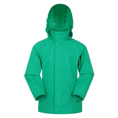 Image of Mountain Warehouse Pakka Kids Waterproof Jacket Wind Resistant, Lightweight,Breathable Rain Coat for Girls &amp; Boys, Packaway Bag Rain, Autumn, Winter Green Size 11 12 Years