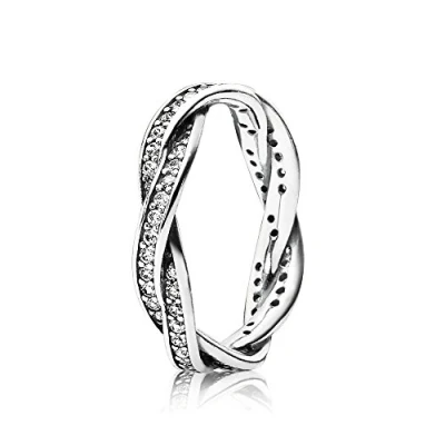 Image of Pandora Timeless Braided pave silver ring with cubic zirconia, 54