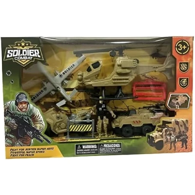 Image of PEBBLE HUG Soldier Combat, Kids Armed Force Army Vehicle, Truck, Tank, Fighter, Jet Accessories Toy Play Set, for 5 Year Old Kids, Endless Fun, Imaginative