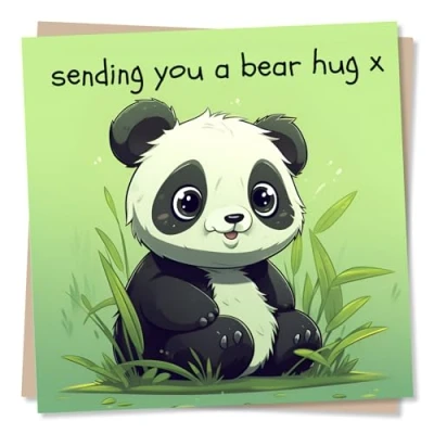Image of Beautiful Panda Get Well Soon Card Sending You A Bear Hug Made in UK