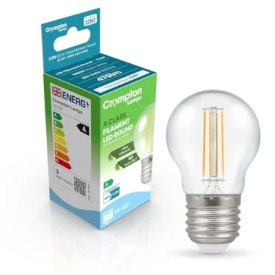 Image of Crompton Golfball LED Light Bulb Ultra Efficient E27 2.2W (40W Eqv) Warm White A Class Clear