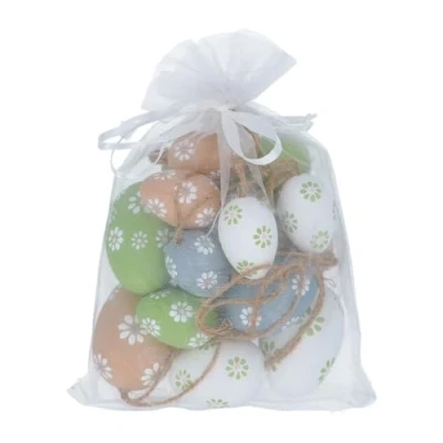Image of Gisela Graham Easter Egg Decorations with Flower Print, Set of 15