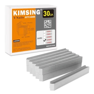 Image of KIMSING 12mm Leg Length V Nails, 4000PCS/Box, Hard Wood Type Joining for V1015 Picture Frame Nailer Gun, Framing Joiner,