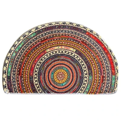 Image of SUJIN Half Round Door Mat,Semi Circle Bathroom Floor Rug,Mandala Boho Bohemian Non Slip Welcome Entrance Way Absorbent Bath Mat,Microfiber Tufted Indoor Rug for Kitchen Living Room (Multicolor)