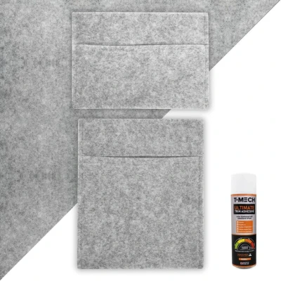 Image of MonsterShop Silver Grey Van Carpet Lining Storage Pouches and Adhesive Glue
