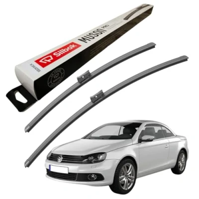 Image of Silbak Windscreen Wipers, fits for VW (VOLKSWAGEN) EOS (05/2006 08/2015) Front Wiper Blades, 650mm/400mm