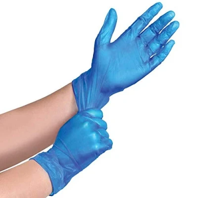 Image of aangel ENTERPRISE BOX OF 100 Strong LARGE SIZE GLOVES, BLUE POWDER FREE VINYL DISPOSABLE GLOVES Medical Examination EVERYDAY USE (BLUE LARGE)