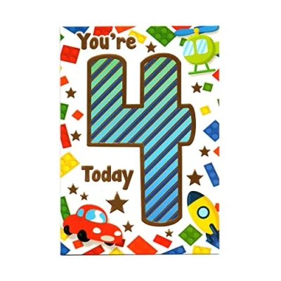 Image of Birthday Card for Four (4) Year Old Boy Free Post (UK)
