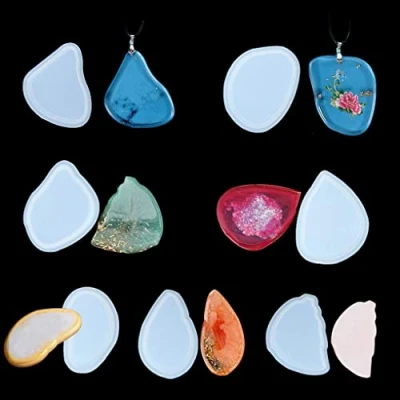 Image of FineInno 7 Pcs Agate Resin Moulds, Pendant Silicone Mould, Epoxy Casting Molds for Jewellery Making, Home Decoration Craft DIY
