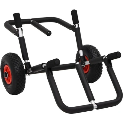 Image of vidaXL Aluminium Kayak Trolley Foldable Universal Cart, Boat/SUP Board Carrier with 90kg Capacity, Foam Padding, 25cm Wheels