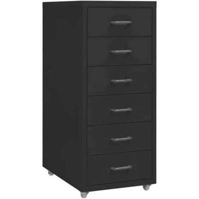 Image of vidaXL Mobile File Cabinet Black 28x41x69 cm Metal