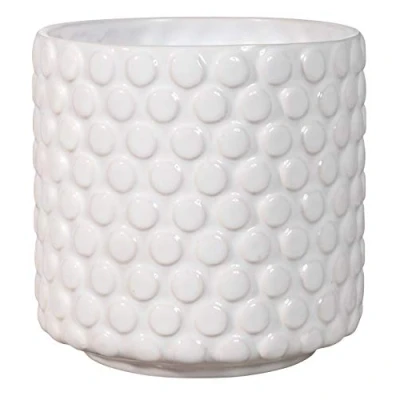 Image of Bloomingville Ceramic Flower Pot Dot colorful Planter, for plants, sukkulents Size S (12,5 cm ø) Dia 5&#039;&#039; H 5&#039;&#039;, Stoneware, white