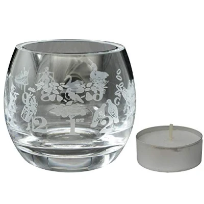 Image of Milford Collection Animo Glass Christmas Small Crystal Tealight Candle Holder 12 Days Of