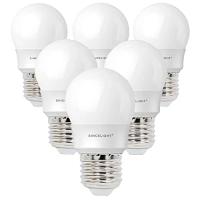 Image of SINCELIGHT E27 LED Light Bulb, 5 Watt Mini P45 A45 Golf Shape with Milky Diffuser, Rich&amp;Ture Color RA≈92, Warm White 2700K, 450 Lumens, 50W Equivalent, ES Edison Screw, Pack of 6