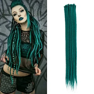 Image of Thin 0.6cm Synthetic Dreadlock Extensions Handmade 20Inch 20 Strands Crochet Hair Long Braids Hip Hop Style Soft Dreads Extensions, BD#