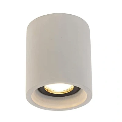 Image of Qazqa Country Round Ceiling Spotlight Concrete Deep Suitable for LED GU10 1 Way Light StoneIconcrete Surface Mounted spotway Living Room I Kitchen Bedroom