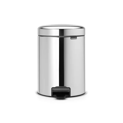 Image of Brabantia 112621 Pedal Bin Newicon with plastic inner Bucket, Brilliant Steel 5 L