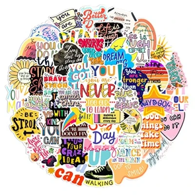 Image of 50Pcs Inspirational Stickers for Kids Teens Adults Boys Girls Gift,Stickers Pack Laptop,Skateboard Luggage Car Bike Cup Computer Water Bottle Decor,Inspirational Vinyl Waterproof Sticker Decal