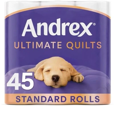 Image of Andrex Quilts Toilet Roll Tissue Paper 45 Rolls