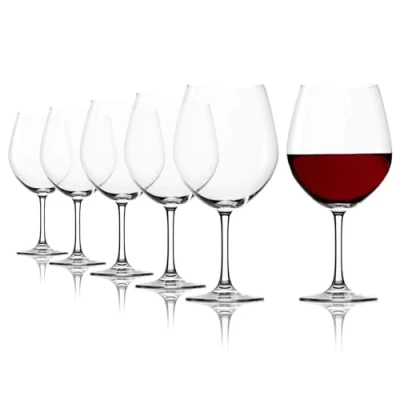 Image of Stölzle Lausitz Classic 770ml Wine Glasses, Set of 6, Red, Lead free Crystal, Dishwasher Proof