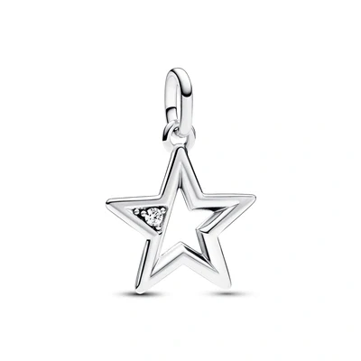 Image of Pandora ME Star sterling silver medallion with clear cubic zirconia