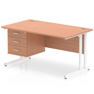 Image of Impulse 1400 Rectangle White Cant Leg Desk Beech 1 x 3 MI001701