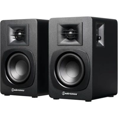 Image of Audio Technica AT SP3X Powered Bookshelf Speakers with Bluetooth Black