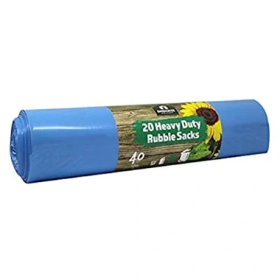 Image of Shedmates BBRS1 40 Litre Ultra Strong Garden Waste Rubbish Rubble Sacks Blue (1 x 20 Bags)