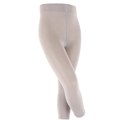 Image of FALKE Unisex Kids Cotton Touch K LE Opaque Plain 1 Pair Leggings, Grey (Silver 3290), 3 5