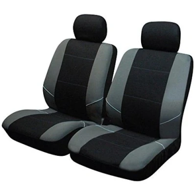 Image of UKB4C Black/Grey Front Pair of Car Seat Covers for Duster Estate 13 On