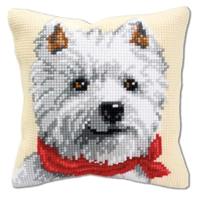 Image of Vervaco West Highland Terrier Cross Stitch Cushion, Multi Colour