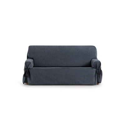 Image of Eysa Rabat adjustable universal sofa cover with ties 2 seaters color 03/blue