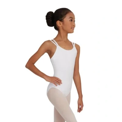 Image of Capezio Camisole Leotard With Double Back Strap, Stylish Dance or Gymnastic Leotard, Scoop Neckline Women Can Wear For Ballet, Jazz &amp; Other Styles White, M (Medium)