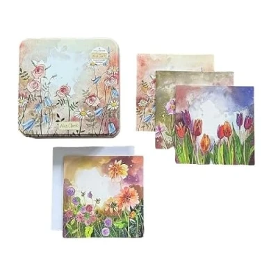 Image of Alex Clark floral Pinks Notecards tin Flowers blank greeting cards decorative storage gifts note writing and stationery notecard set