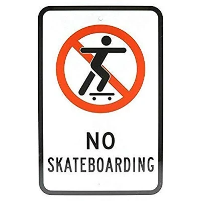 Image of Lotusworld New Warning Sign No Skateboarding with Graphic Black Red On White 8x12 inches