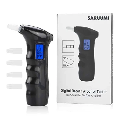 Image of SAKUUMI Breathalyzer, Portable Alcohol Breath Tester with LCD Display Digital Fast, High Accuracy Detector 5Pcs Mouthpieces